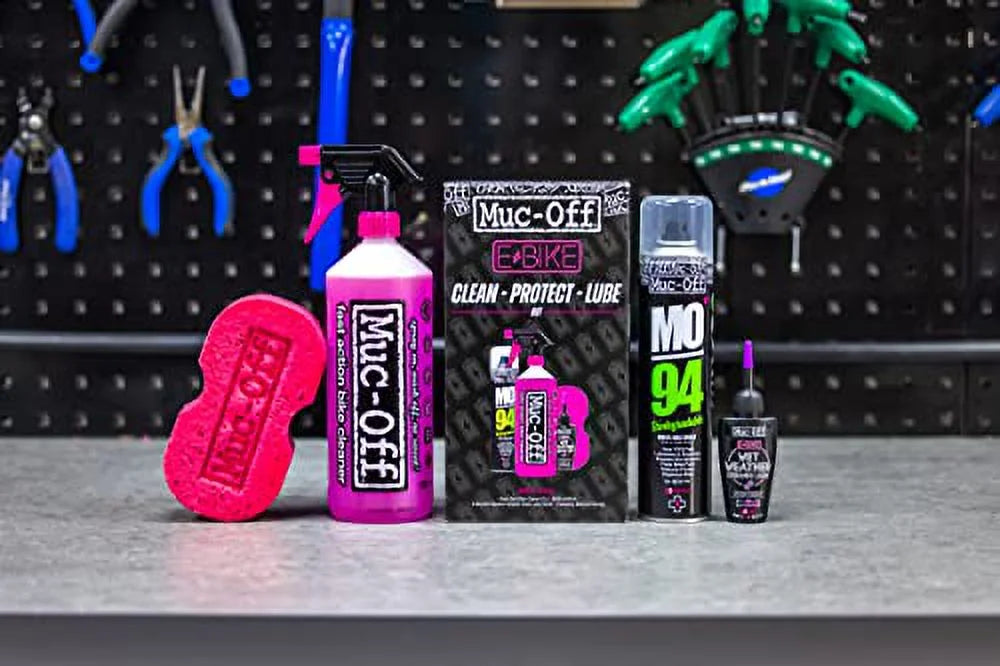 Muc-Off eBike Clean; Protect & Lube Kit - Bike Cleaning Kit; Bike Maintenance Kit for Electric Bikes - Includes Bike Wash and Bike Chain Lube
