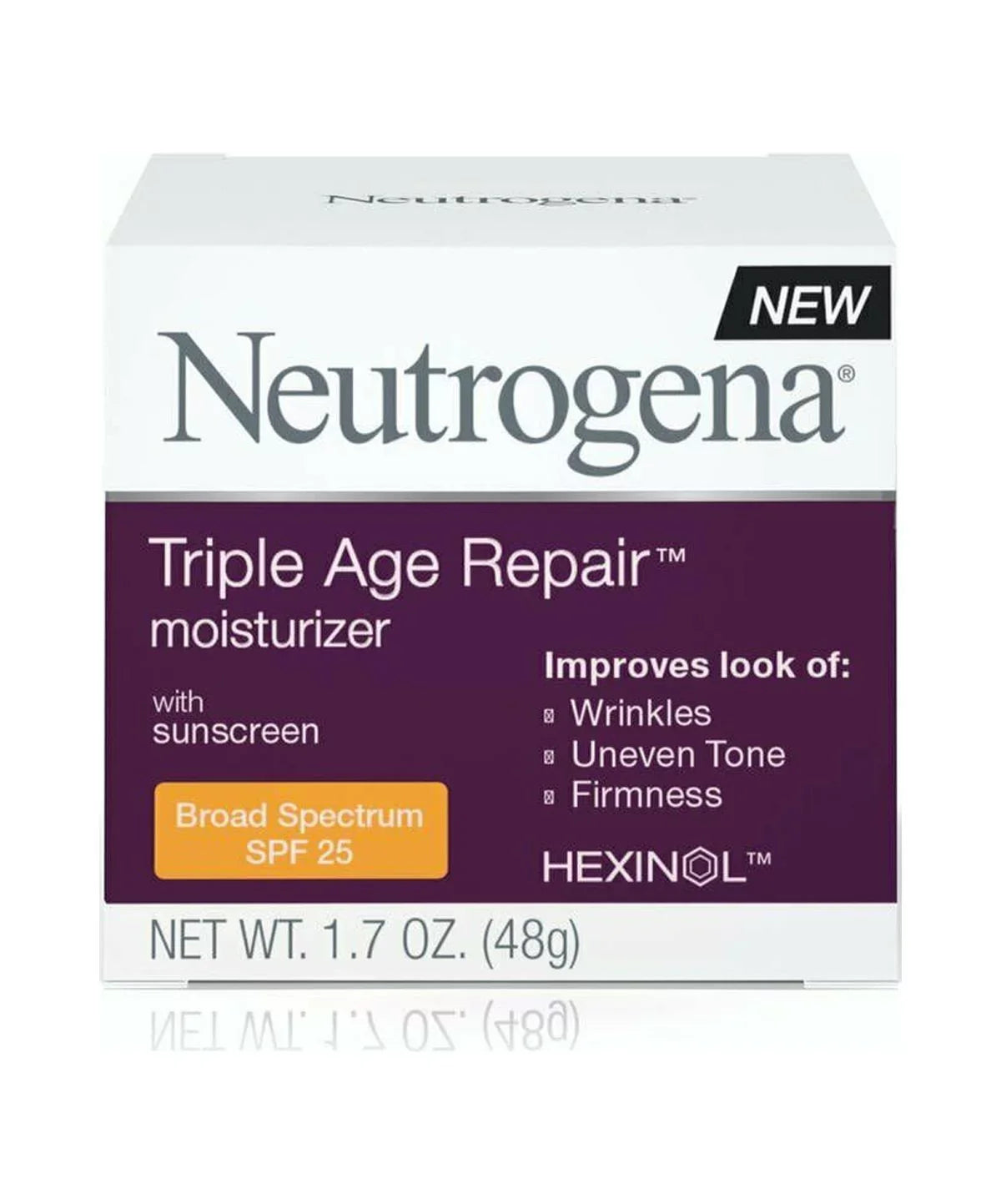 2 Pack Neutrogena Triple Age Repair Anti-Wrinkle Daily Facial Moisturizer with Vitamin C and SPF 25 Sunscreen; help Smooth look of Wrinkles; Evens Skin Tone; Firms Skin; 1.7 oz