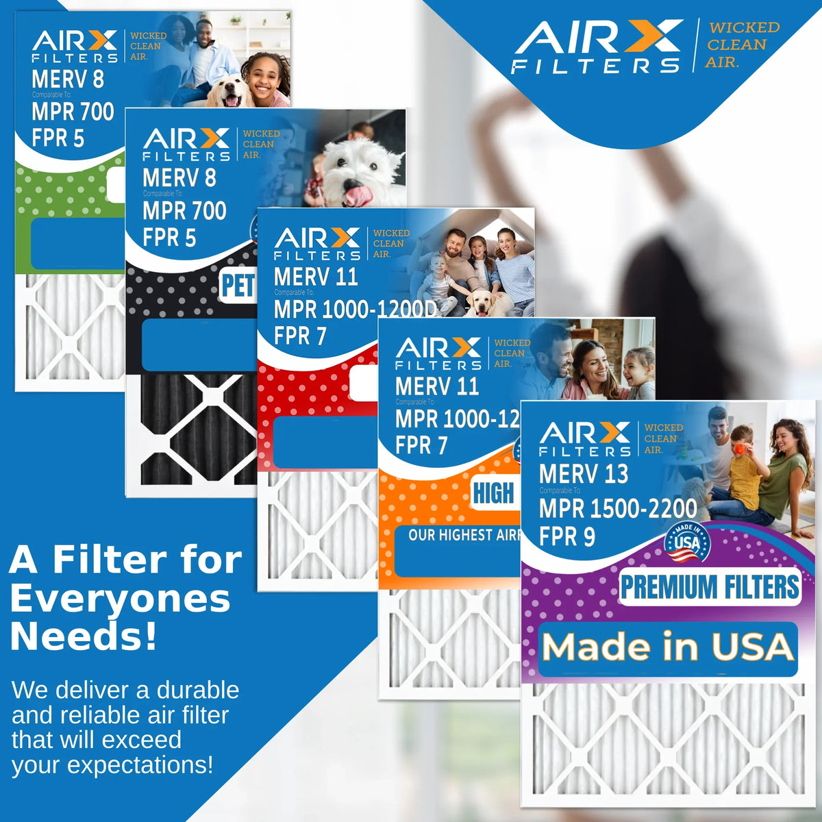 20x25x5 Air Filter MERV 11 Comparable to MPR 1000; MPR 1200 & FPR 7 Compatible with White Rodgers FR2000U-108 Premium USA Made 20x25x5 Furnace Filter 2 Pack by AIRX FILTERS WICKED CLEAN AIR.