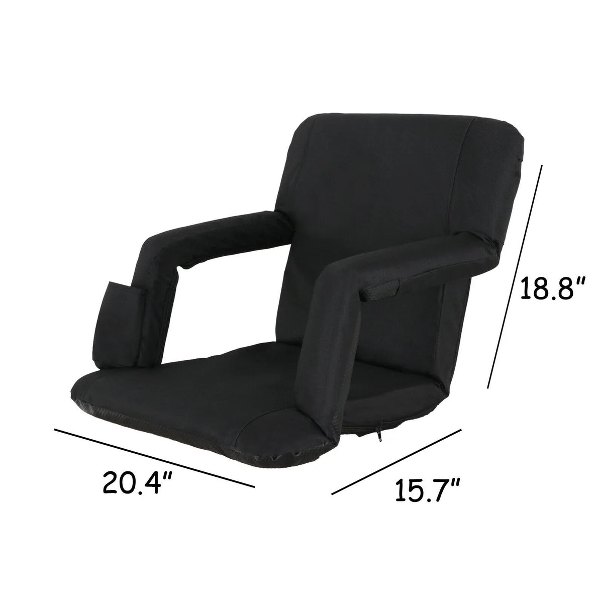 ZENY Stadium Seat Chair Reclining Bleachers W/Padded Cushion - 6 Reclining Positions; Black