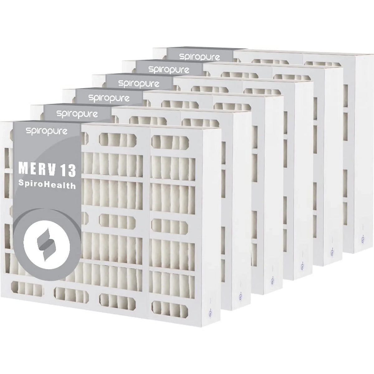 SpiroPure 9x20x4 MERV 13 Pleated Filter Air Filters - Made in USA (6 Pack)