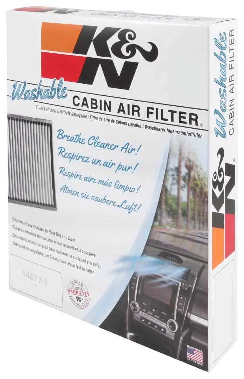 K&N VF2043 Washable & Reusable Cabin Air Filter Cleans and Freshens Incoming Air for your Cadillac Fits select: 2003-2005;2008-2013 CADILLAC CTS