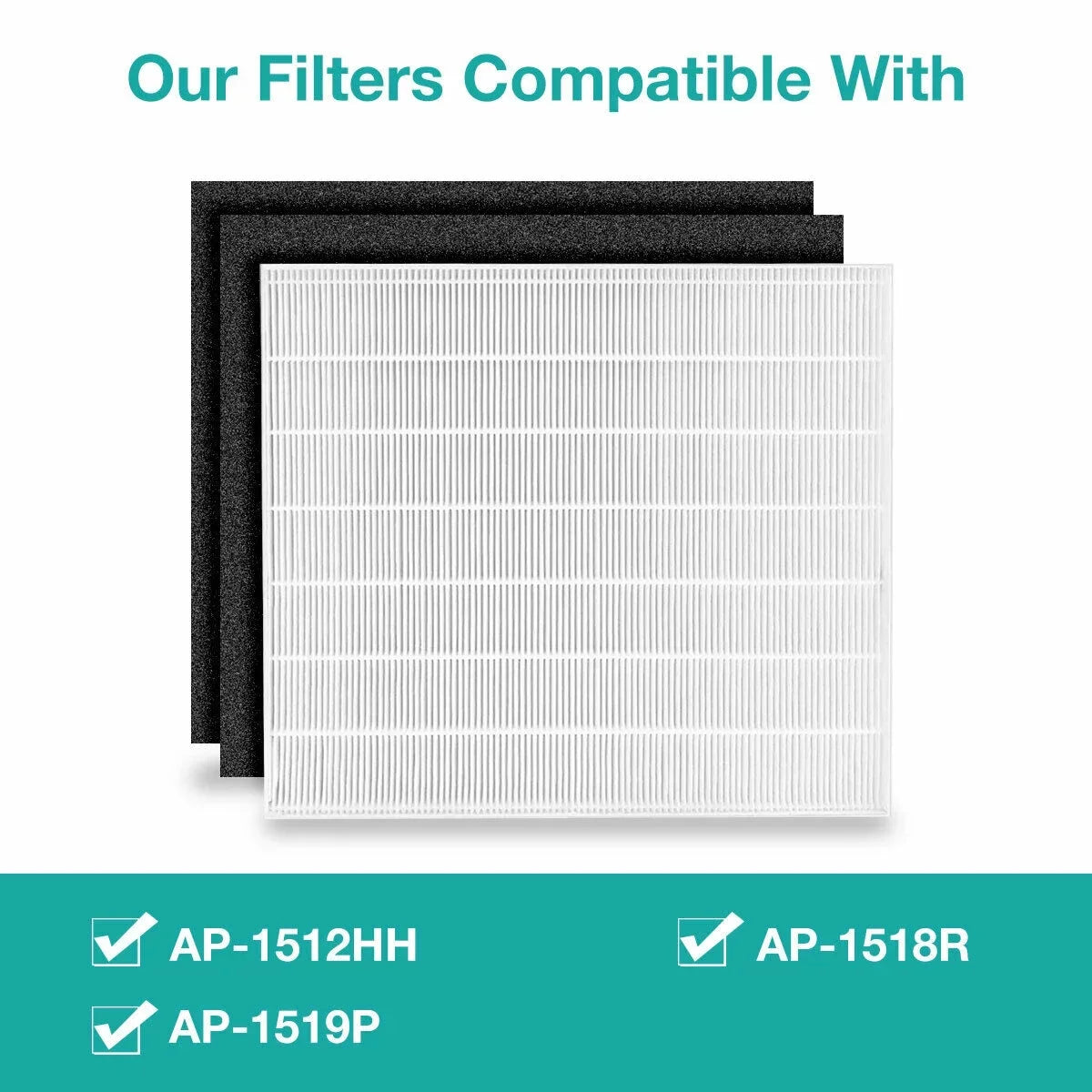 Membrane Solutions AP-1512HH Filter; Part# 3304899; Compatible with Coway Air Purifiers with Carbon Pre Filters; 2 Pack