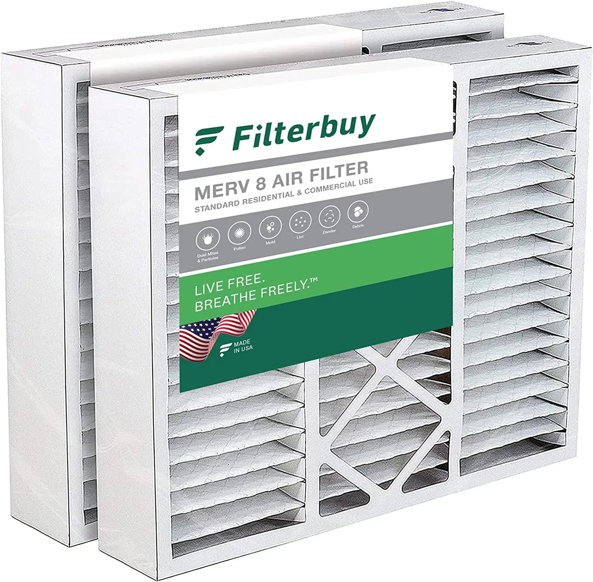 Filterbuy 19x20x5 MERV 8 Pleated HVAC AC Furnace Air Filters for Bryant/Carrier FILXXFNC0021; Day & Night; and Payne (2-Pack)