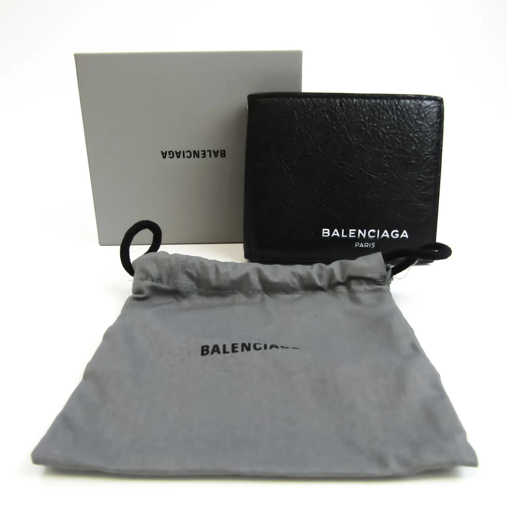 Balenciaga 504934 Unisex Leather Wallet (bi-fold) Black (Good)