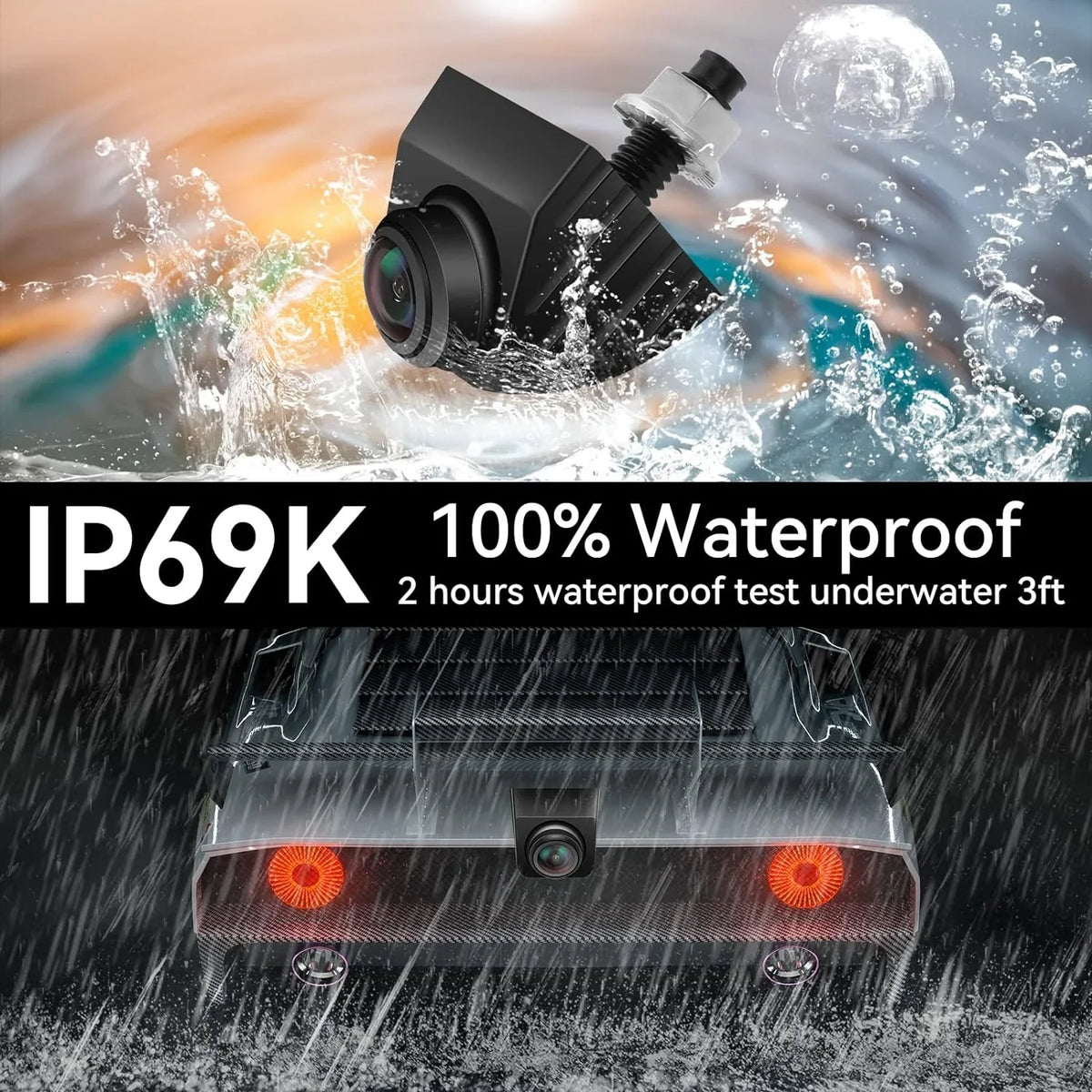 Ubwook Backup Camera IP69K Fluidproof Night Vision HD Metal Rear View Camera for Car Pickup Trucks SUVs RVs Vans