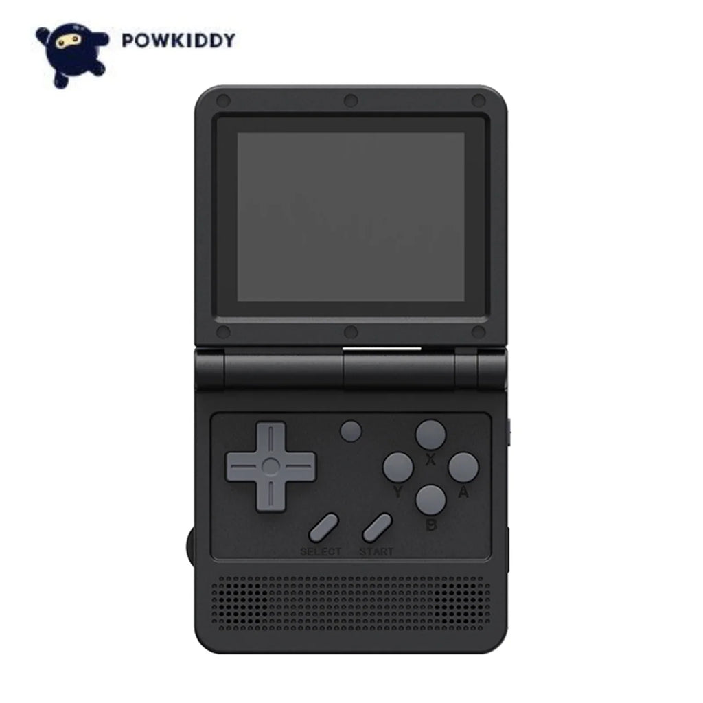Powkiddy Handheld Game Console; 3.0-inch IPS Screen; Mini Folding Flap Design; 15 Emulators; Rechargeable and Portable for Endless Gaming