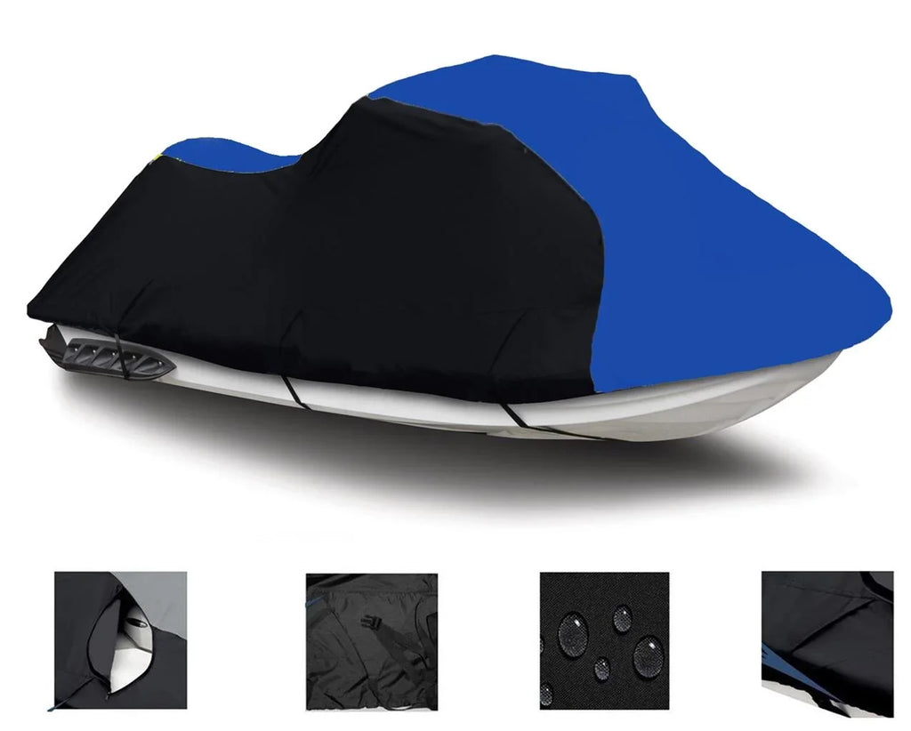 BLACK / BLUE HEAVY-DUTY; TOP OF THE LINE Cover Compatible for Sea Doo Sea-Doo GTI 1997 1998 1999 2000 Jet Ski Trailerable Cover