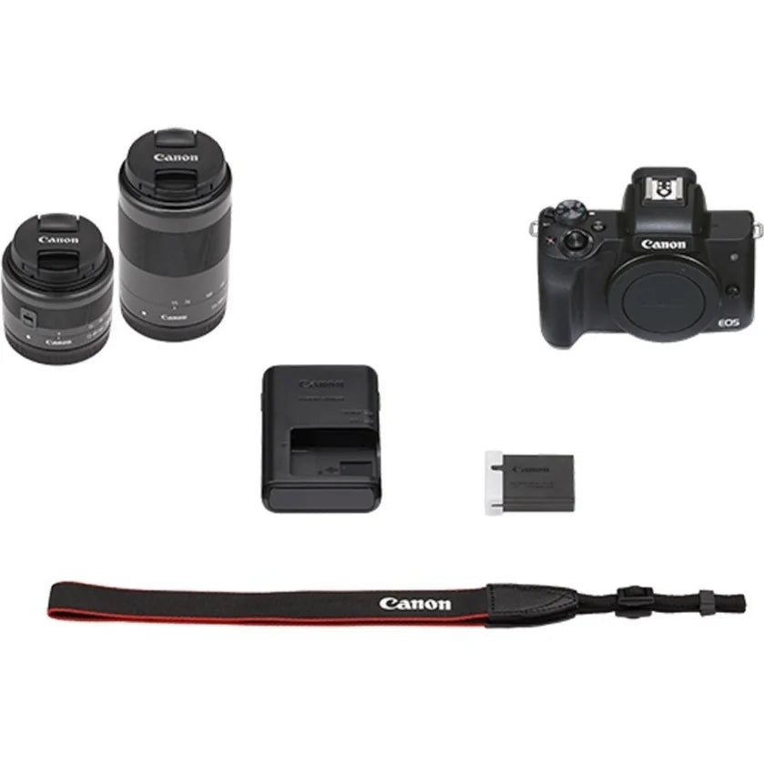 Canon EOS M50 Mark II 24.1 Megapixel Mirrorless Camera with Lens; 0.59"; 1.77"; Black