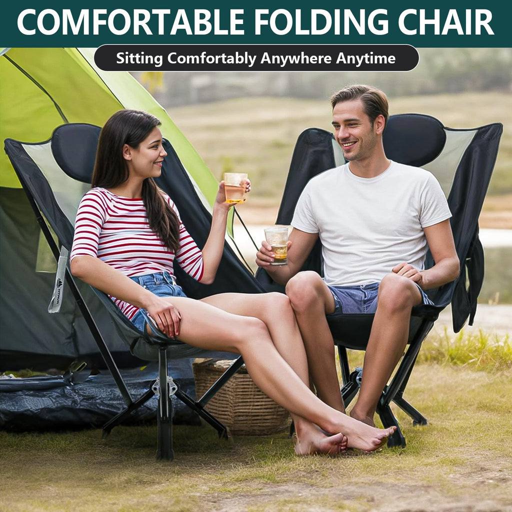 MTRVR High Back Folding Camping Chairs; Plus Size Camp Chairs for Adults; Portable Chair Foldable Lounge Chair Compact for Outdoor Sports; Travel; Beach; Picnic; Lawn; Heavy-Duty; Oversize;Supports 60