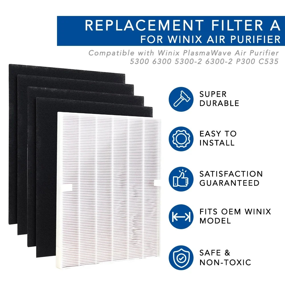 HEPA Filter for Winix 115115 Replacement Filter A for C535; 5300-2; 6300-2;P300; 5300 and 5500 (2 Set)