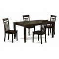 East West Furniture 5 Piece Dining Room Set For 4-Dining Room Table With Leaf and 4 Dining Room Chairs - Cappuccino