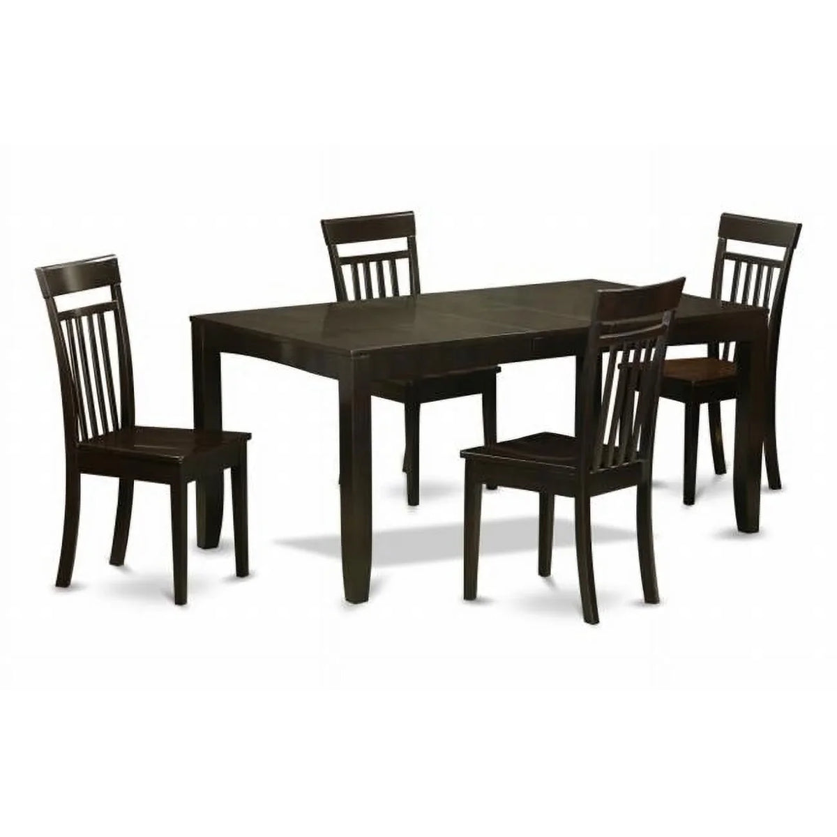 East West Furniture 5 Piece Dining Room Set For 4-Dining Room Table With Leaf and 4 Dining Room Chairs - Cappuccino