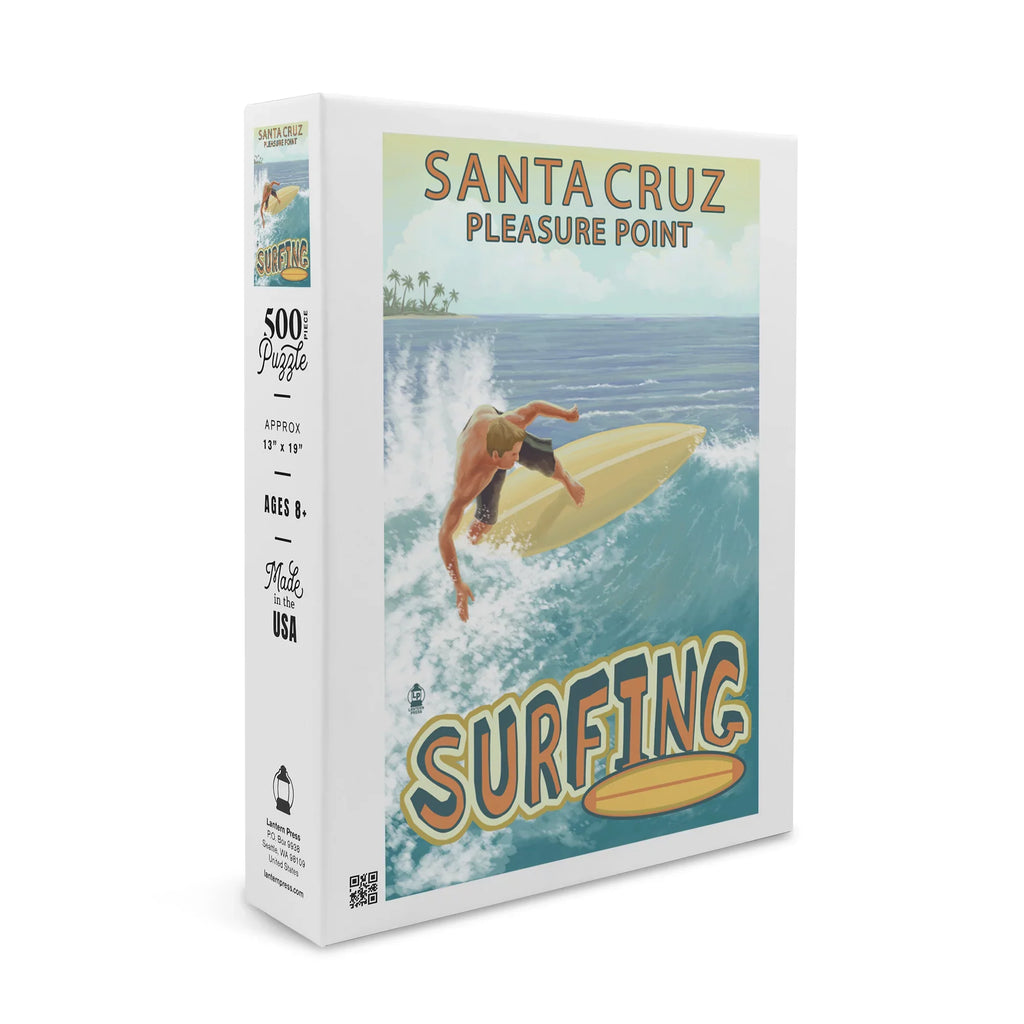 Santa Cruz; California; Pleasure Point Surfer Scene (19x27 inches; Premium 500 Piece Jigsaw Puzzle for Adults and Family; Made in USA)