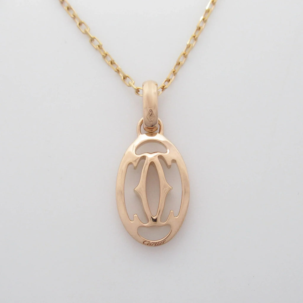 CARTIER Logo double diamond Necklace Necklace Clear K18PG(Rose Gold) Clear (Good)
