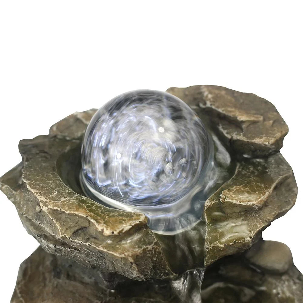 CoSoTower 8.3inches Rock Cascading Tabletop Fountain with LED Lights & Crystal Ball for Home Office Bedroom Relaxation