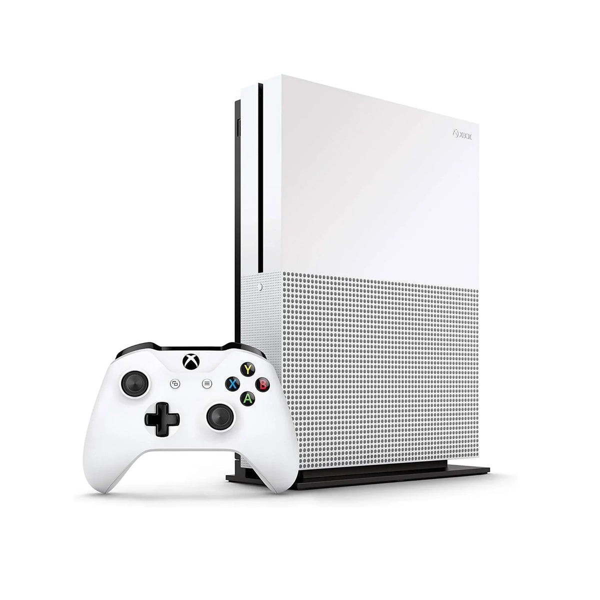 Microsoft Xbox One S 500GB with 2 Controller; 4K Ultra HD White with BOLT AXTION Cleaning Kit Headset Bundle Like New