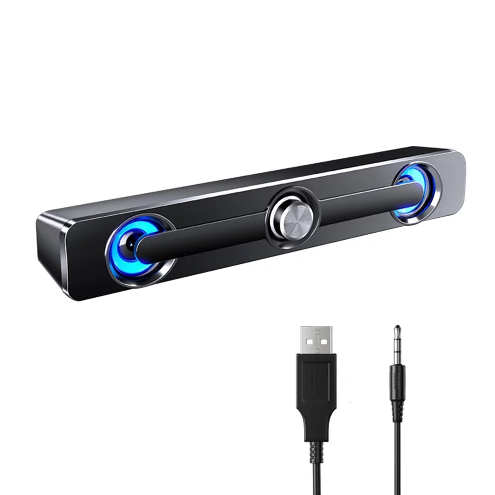 Wired Speaker; V-111 Computer Speaker USB Wired Powerful Bar Stereo Subwoofer Bass Speaker Surround Sound Box for PC Notebook Phone Tablet MP3 MP4