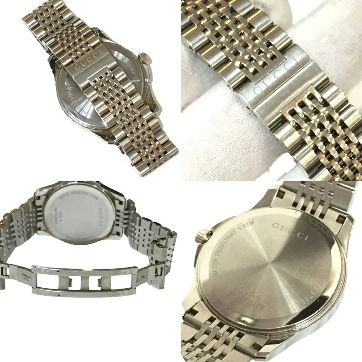 GUCCI 126.4 G Timeless Brown Dial SS Stainless Steel Silver Analog Watch Men's Date Quartz IT26SVZ67548 RK1056D (Good)