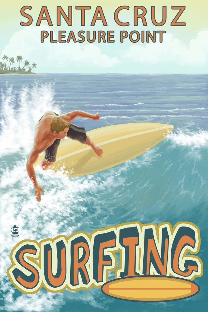 Santa Cruz; California; Pleasure Point Surfer Scene (19x27 inches; Premium 500 Piece Jigsaw Puzzle for Adults and Family; Made in USA)