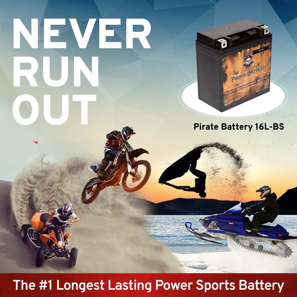 Pirate Battery YTX16L-BS (16L-BS 12 Volt;14 Ah; 230 CCA) Jet Ski Battery for Kawasaki 650cc Jf650 X2 1987