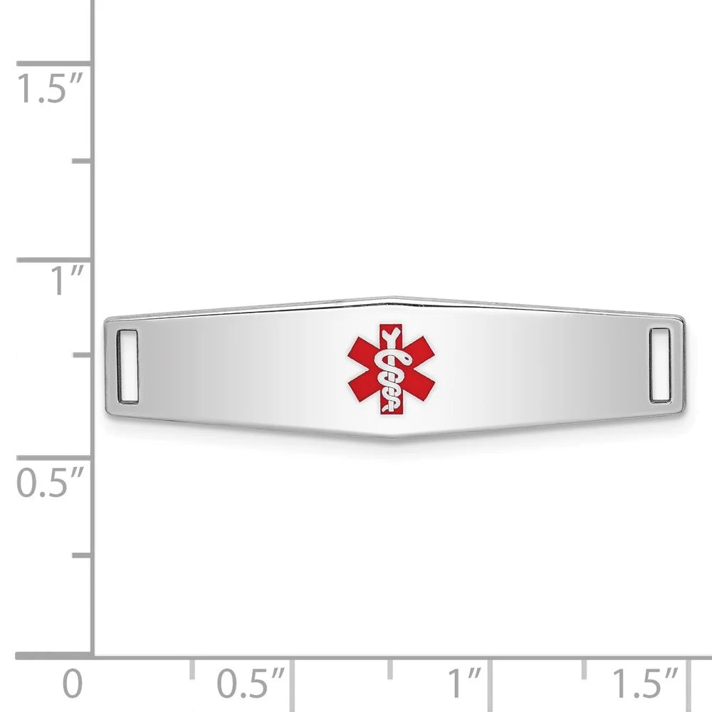 Auriga 925 Sterling Silver Medical Id Plate inch for Bracelet for Women(L- 37inch; W- 9mm)