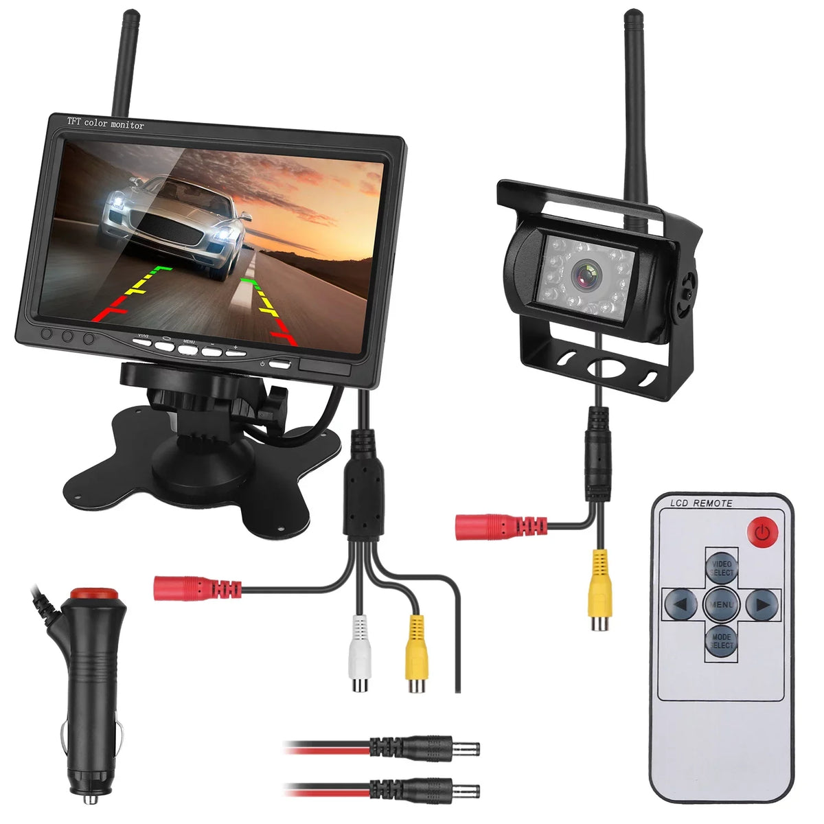 iMounTEK Wireless Backup Camera System Vehicle Rear View Monitor Kit IP67 Fluidproof Car Parking Reverse System with 7In Screen Night Vision 2.4G Stable Signal for Car Trunk Van SUV