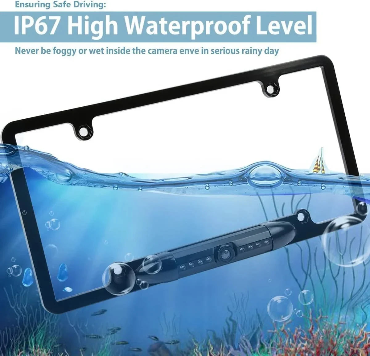 CAM108 Backup Camera License Plate HD Night Vision Rear View 170° Angle Liquidproof Compatible with Pioneer Car Radio DMH-100BT DMH-WT8600NEX DMH-160BT DMH1770NEX AVH-120BT AVH-210EX AVH-2550NEX