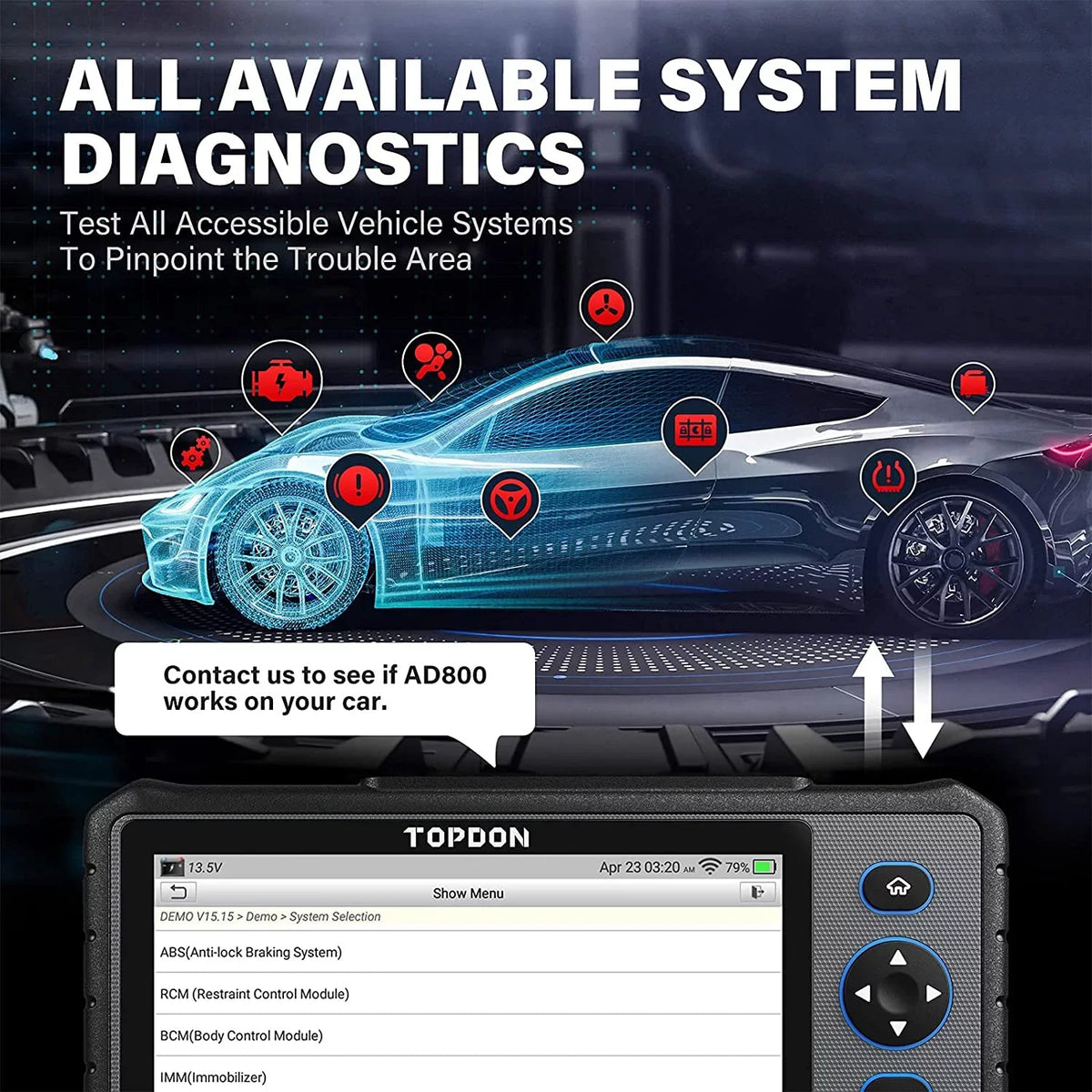 OBD2 Scanner; TOPDON AD800 Car Diagnostic Scan Tool All System Scan 28+ Reset Service; Oil Reset; ABS Bleed; Injector Coding; 2 Years Free Update