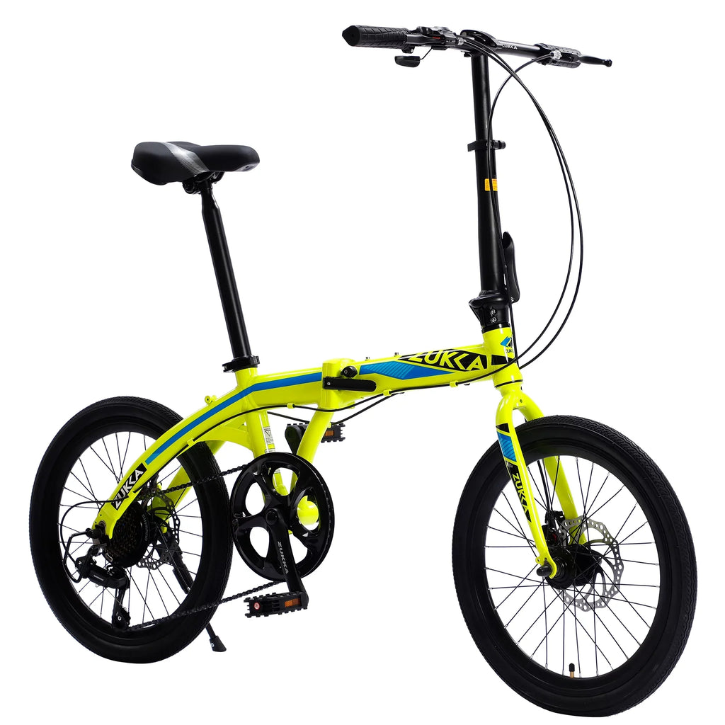 20" Folding Bike; 8 Speed City Bike; Aluminium Alloy Frame; Yellow