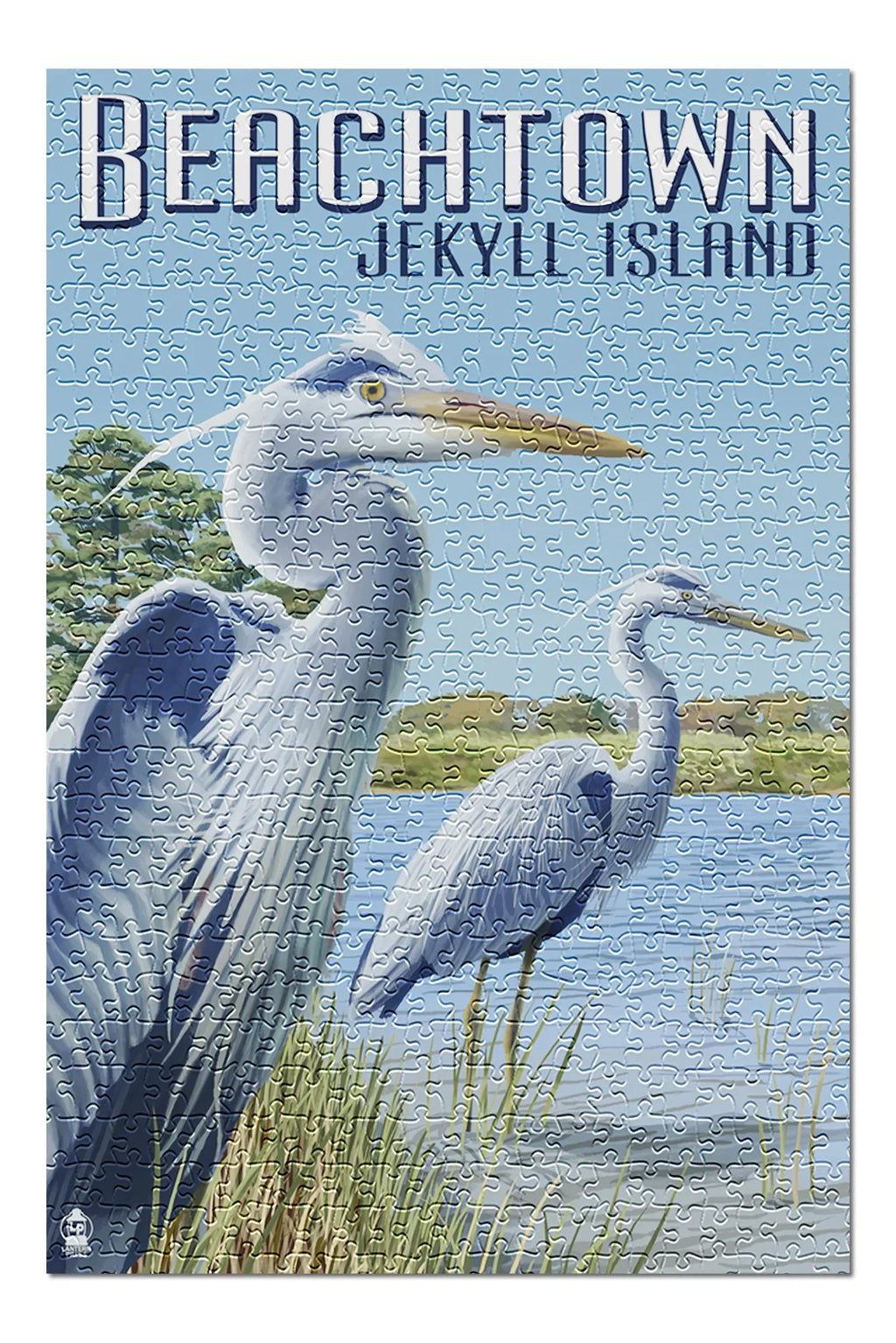 Beachtown; Jekyll Island; Georgia; Blue Herons (19x27 inches; Premium 500 Piece Jigsaw Puzzle for Adults and Family; Made in USA)