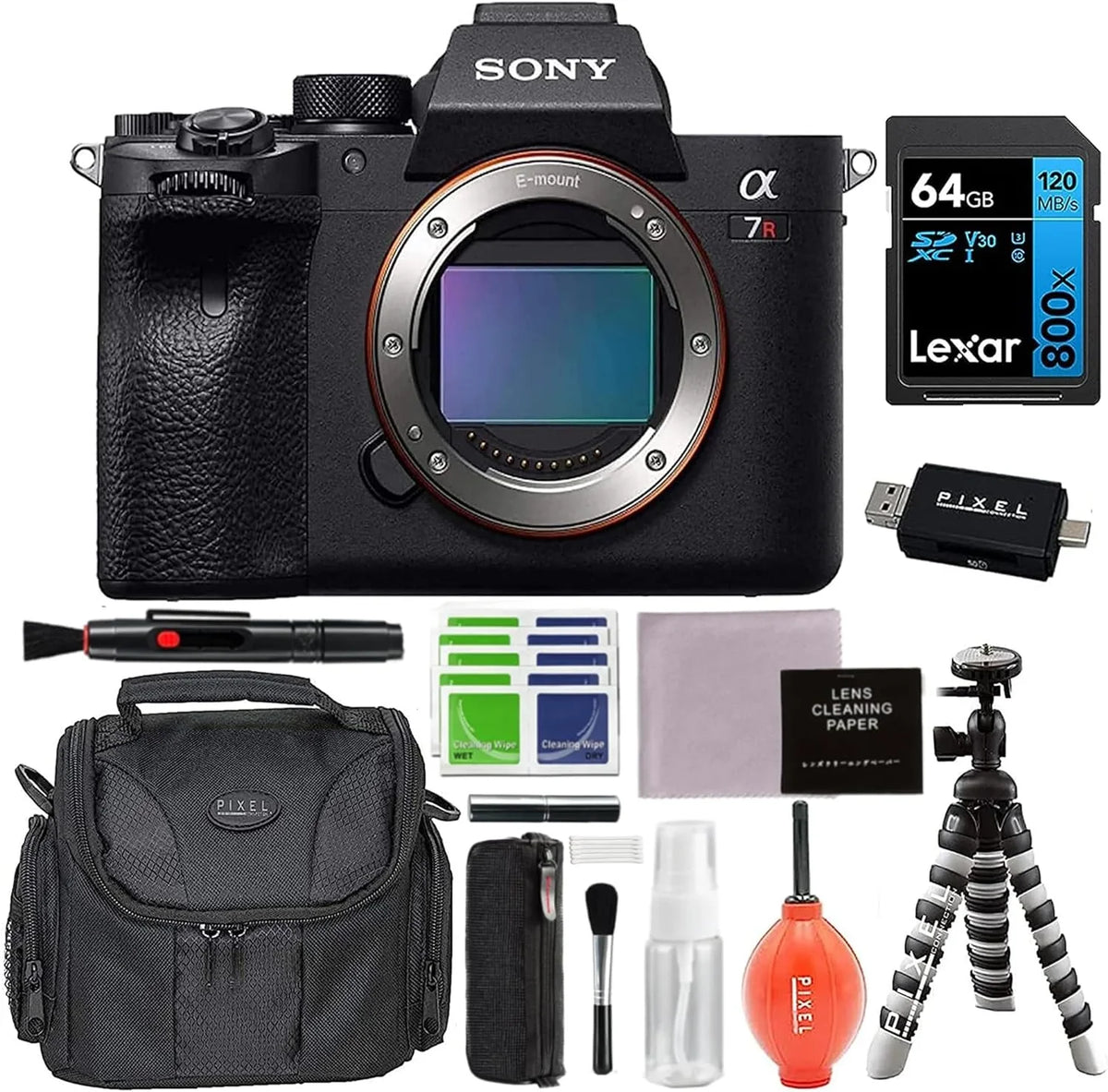 Sony Alpha a7R IV Mirrorless Digital Camera Bundle with 64GB Memory Card; Flexible Tripod; Gadget Bag + More | Sony a7R IV