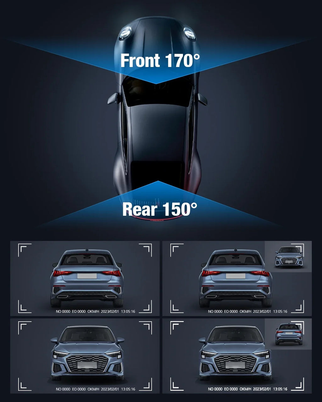 Dual Dash Cam Front and Rear; OMBAR 4K 1080P 5G WiFi & GPS Full HD Car Dashcam with 64G SD Card; WDR Night Vision; 24h Parking Mode; 170°Wide; G-Sensor; Loop Recording; APP