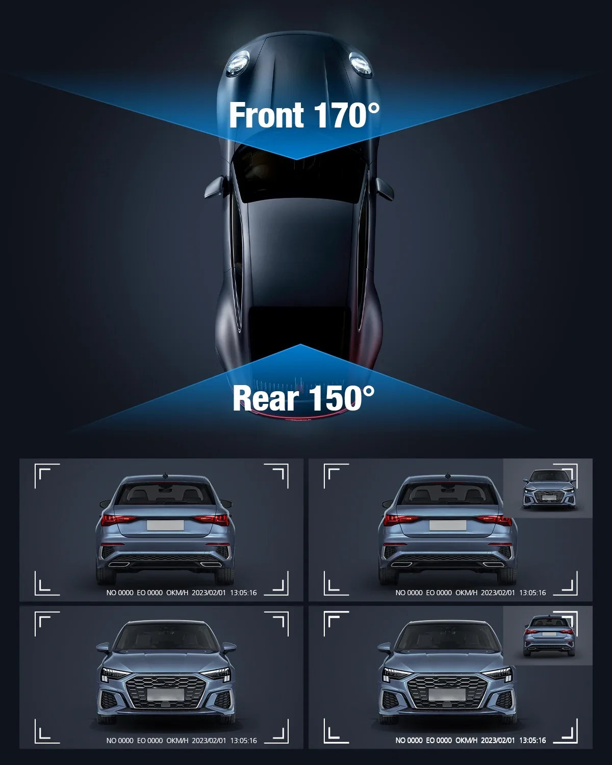 Dual Dash Cam Front and Rear; OMBAR 4K 1080P 5G WiFi & GPS Full HD Car Dashcam with 64G SD Card; WDR Night Vision; 24h Parking Mode; 170°Wide; G-Sensor; Loop Recording; APP