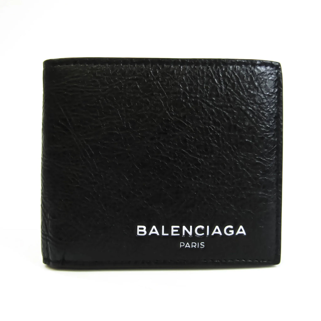 Balenciaga 504934 Unisex Leather Wallet (bi-fold) Black (Good)