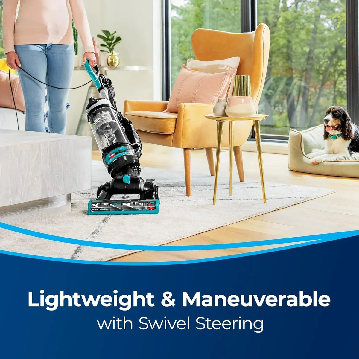 Bissell CleanView Swivel Rewind Pet Reach Vacuum Cleaner; with Quick Release Wand; Swivel Steering and Automatic Cord Rewind; 3197A (Color may vary);Black