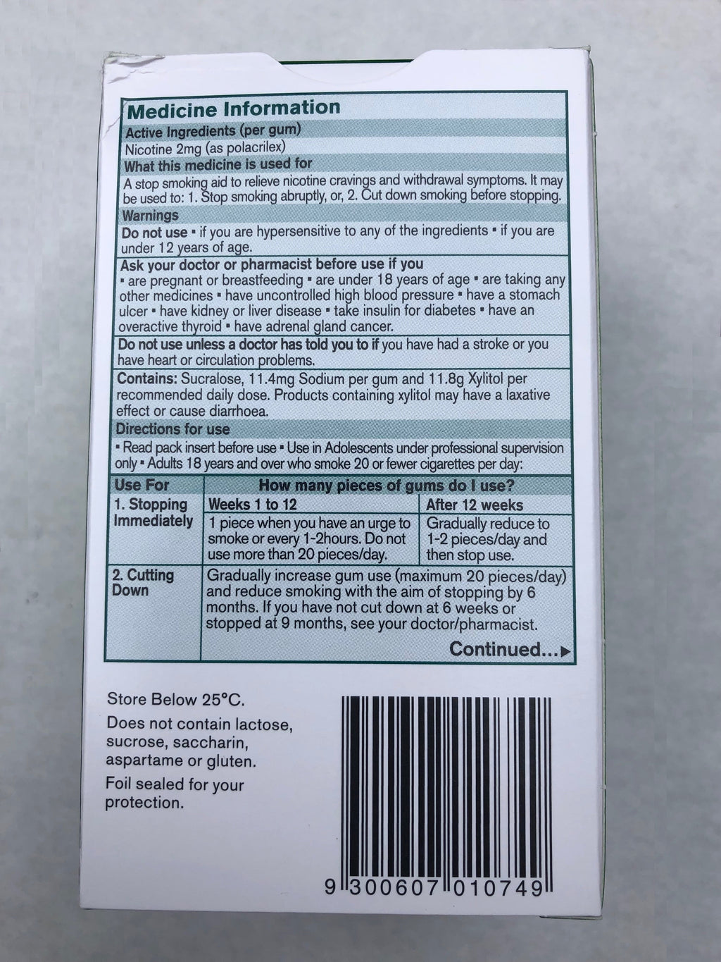 4 Pack; Nicorette Gum 2mg ICY MINT (Total 420) Quit Smoking Aid