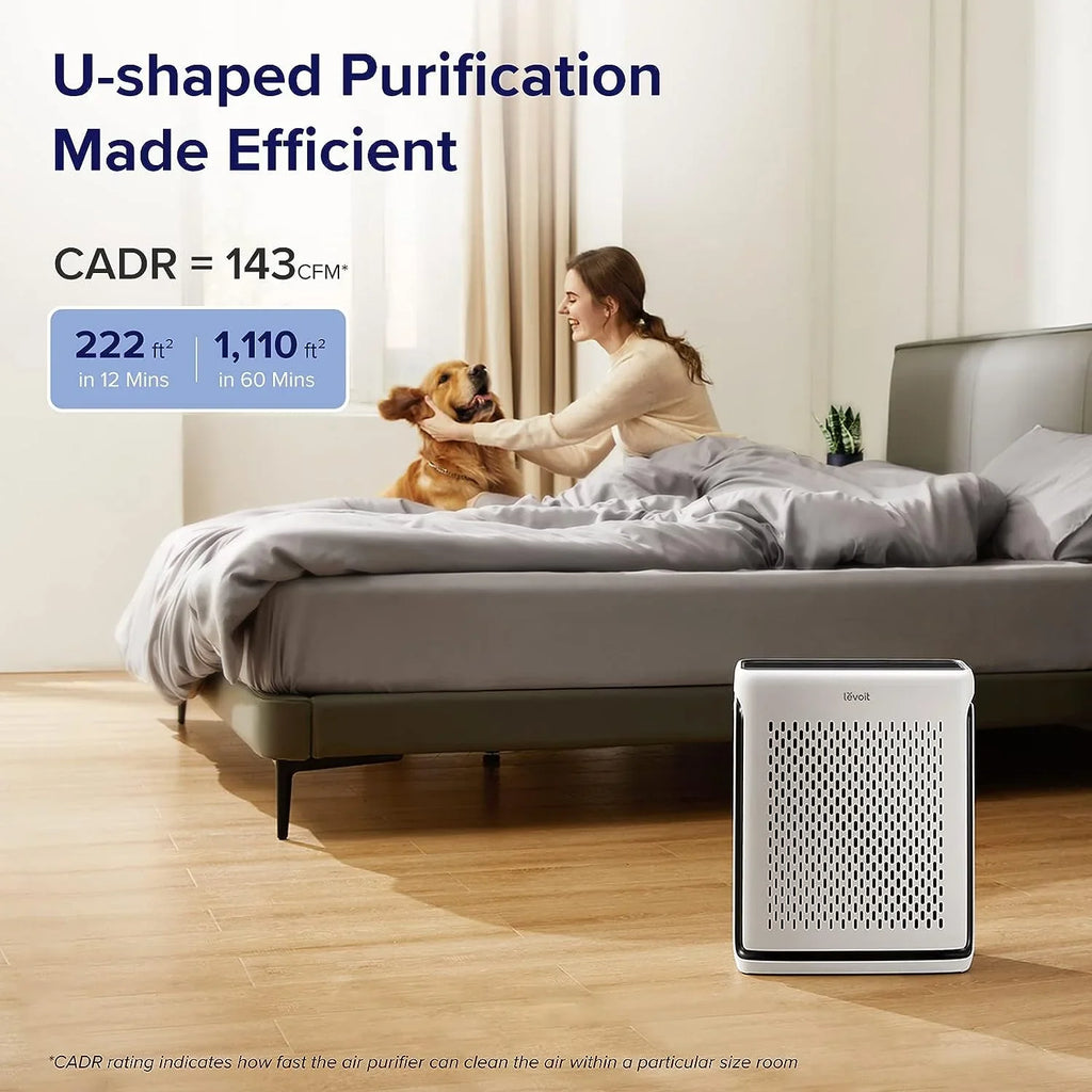 LEVOIT Air Purifiers for Home Large Room Bedroom Up to 1110 Ft² with Air Quality and Light Sensors; Smart WiFi; Washable Filters; HEPA Filter Captures Pet Hair; Allergies; Dust; Smoke; Vital 100S
