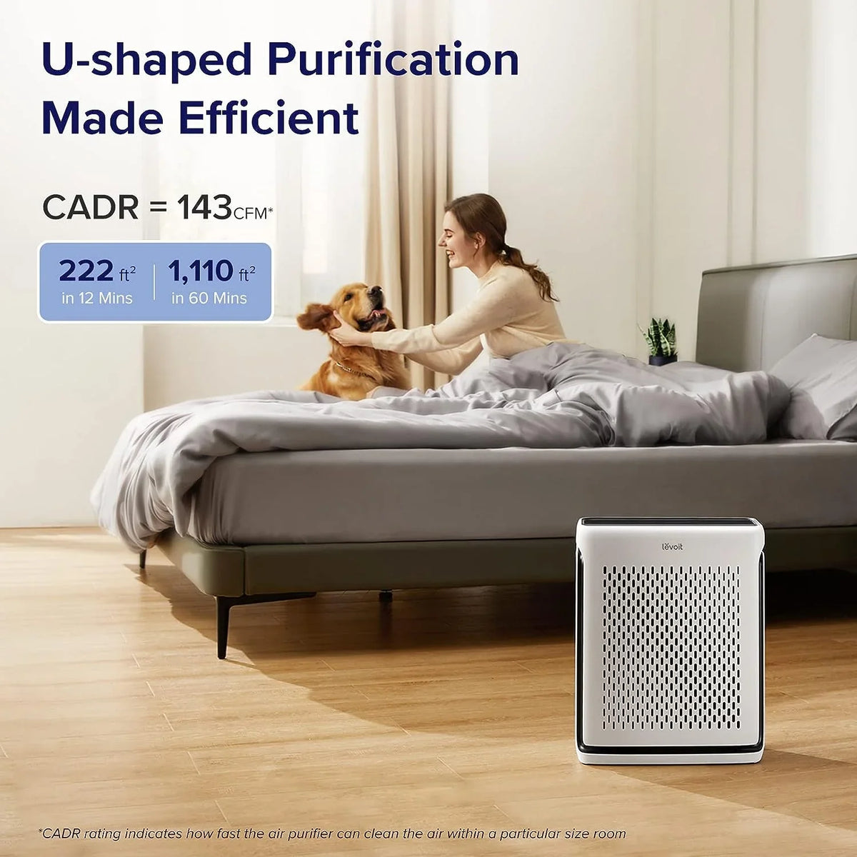 LEVOIT Air Purifiers for Home Large Room Bedroom Up to 1110 Ft² with Air Quality and Light Sensors; Smart WiFi; Washable Filters; HEPA Filter Captures Pet Hair; Allergies; Dust; Smoke; Vital 100S