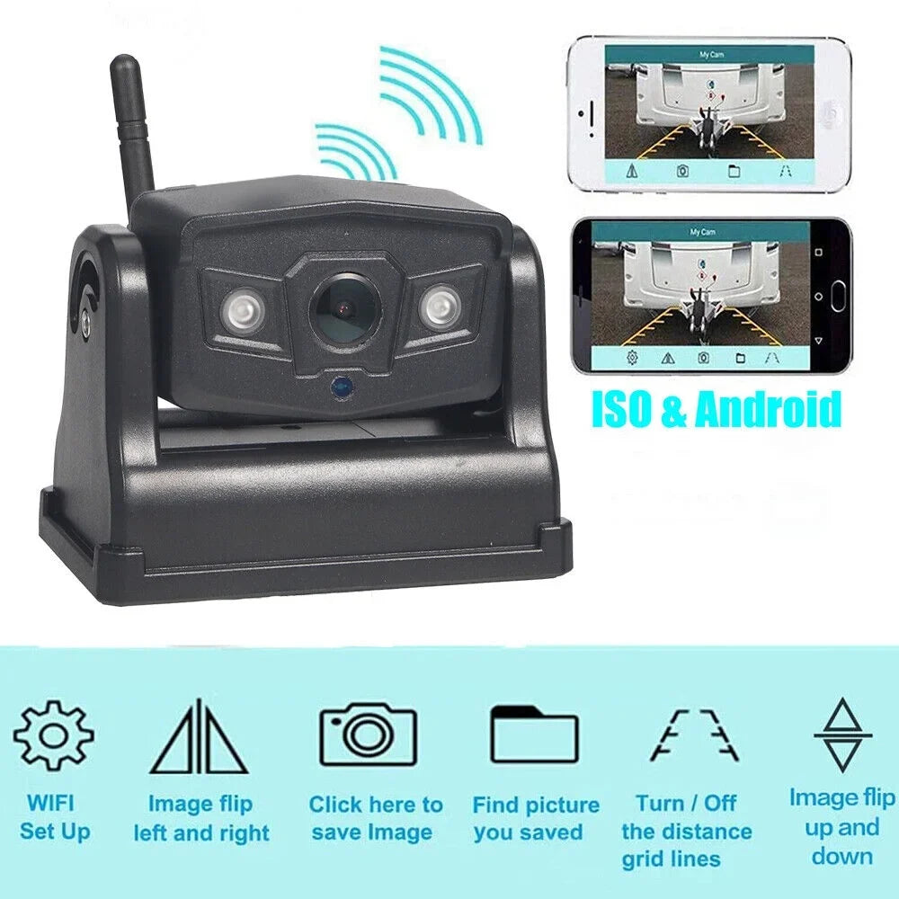 JahyShow High-Capacity 9600mAh Battery Backup Camera; Magnetic WiFi Wireless; Front/Rear View