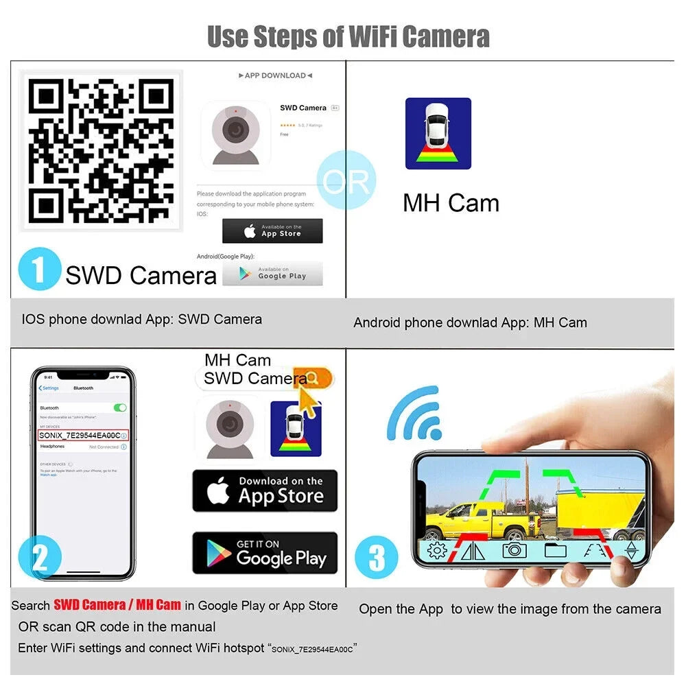 JahyShow High-Capacity 9600mAh Battery Backup Camera; Magnetic WiFi Wireless; Front/Rear View