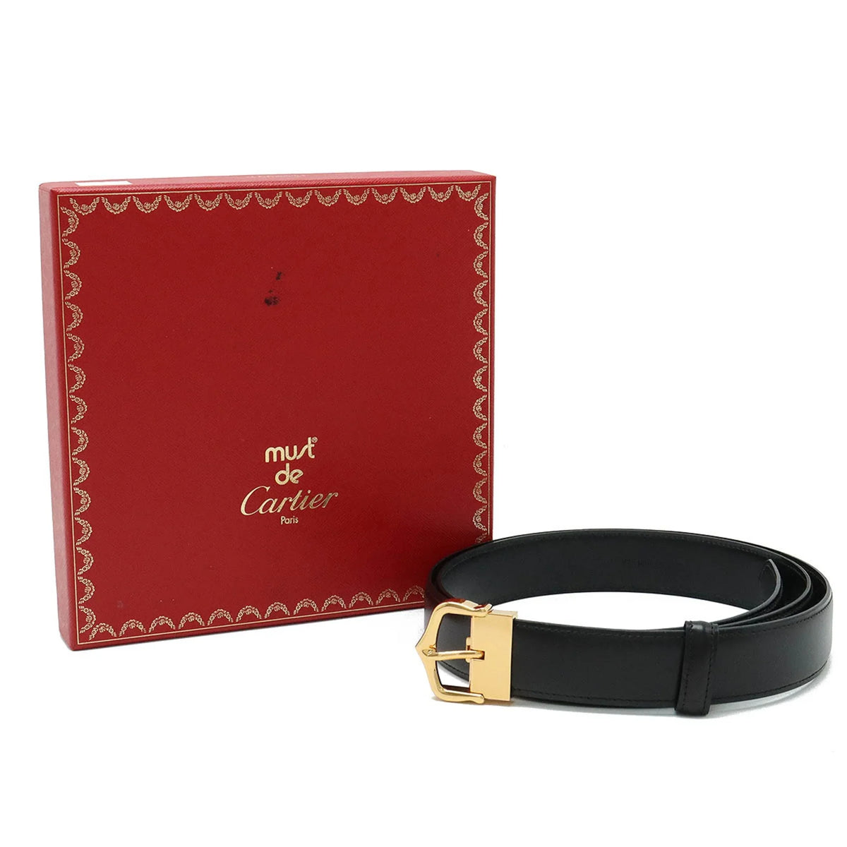 Cartier Belt Leather Black Actual size approx. 109.5cm L5000011 (Like New)