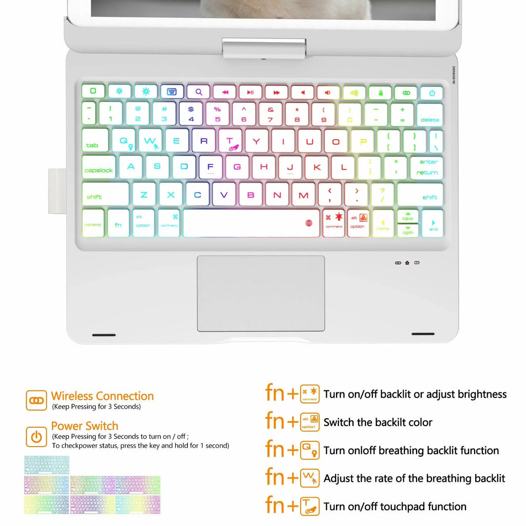 Dingrich Keyboard Case with Trackpad for 10.2-inch iPad 9th Generation (2021); iPad 8th Generation (2020); 7th Gen; iPad Air 3; iPad Pro 10.5; Protective Slim Cover with Pencil Holder