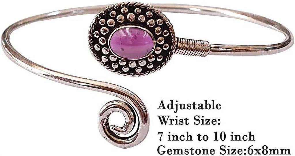 Handmade Cuff Bracelet For Women; Bohemian Tribal Design Silver Plated Natural Real Red Garnet Gemstone Modern Designer Fashion Bracelet; Party Boho Jewelry