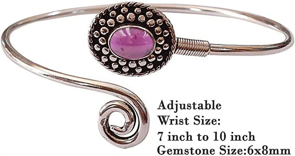 Handmade Cuff Bracelet For Women; Bohemian Tribal Design Silver Plated Natural Real Red Garnet Gemstone Modern Designer Fashion Bracelet; Party Boho Jewelry