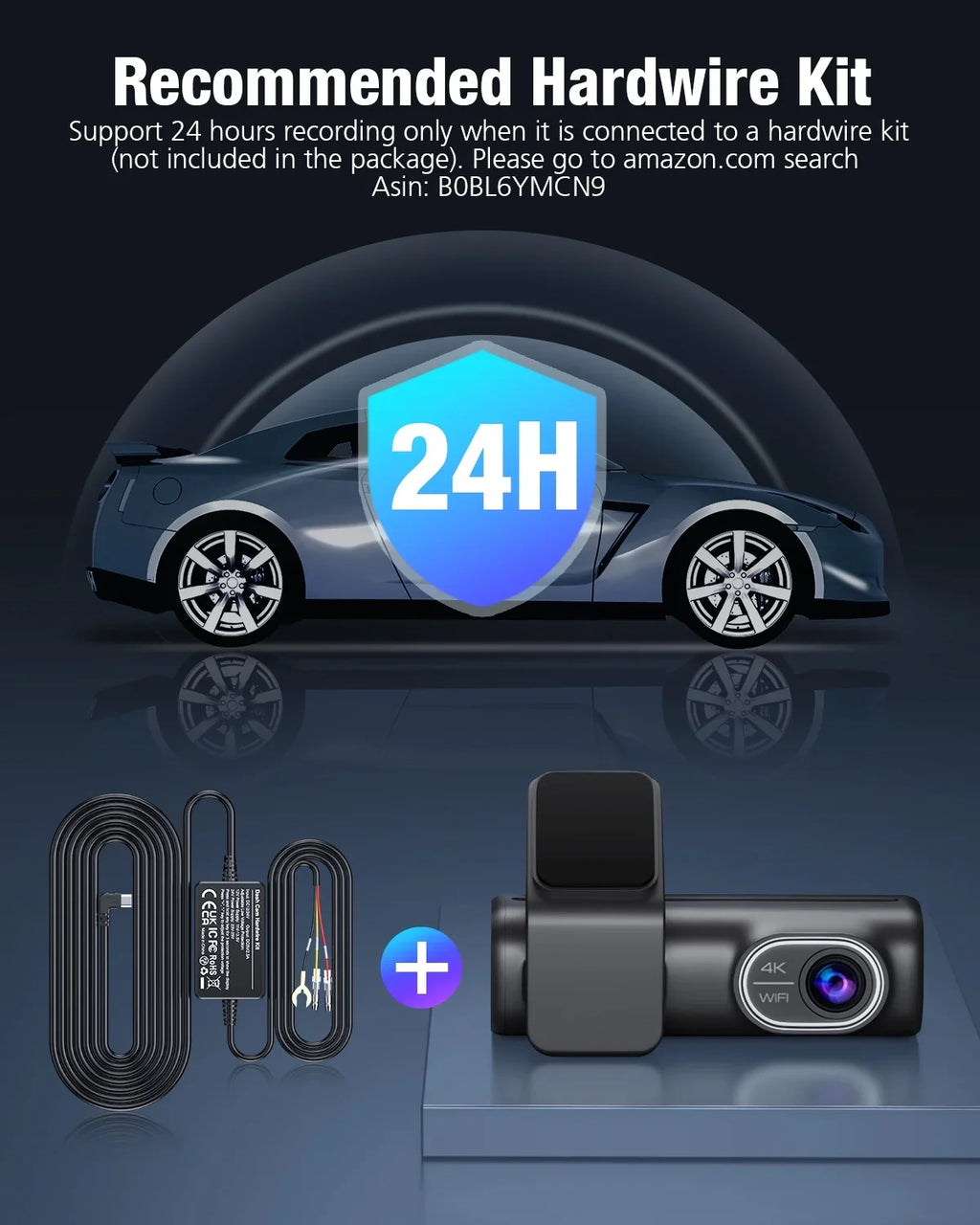 Dual Dash Cam Front and Rear; OMBAR 4K 1080P 5G WiFi & GPS Full HD Car Dashcam with 64G SD Card; WDR Night Vision; 24h Parking Mode; 170°Wide; G-Sensor; Loop Recording; APP