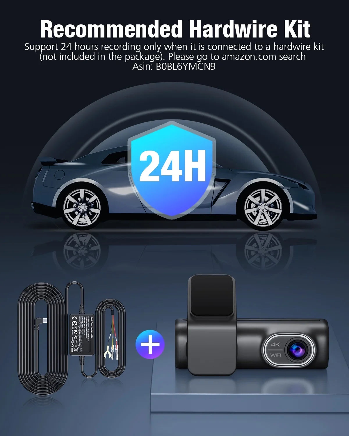 Dual Dash Cam Front and Rear; OMBAR 4K 1080P 5G WiFi & GPS Full HD Car Dashcam with 64G SD Card; WDR Night Vision; 24h Parking Mode; 170°Wide; G-Sensor; Loop Recording; APP