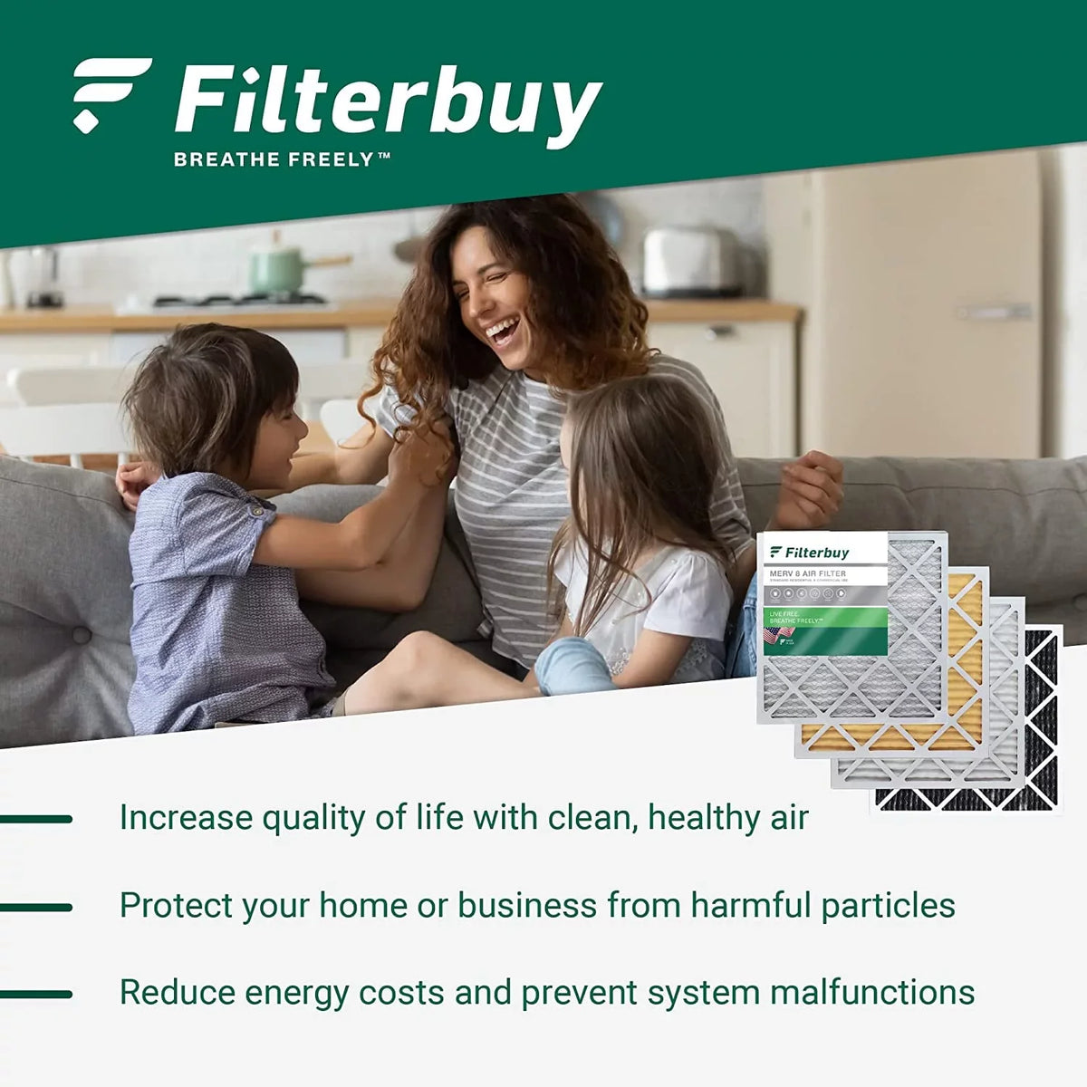 Filterbuy 14x24x1 MERV 13 Pleated HVAC AC Furnace Air Filters (6-Pack)