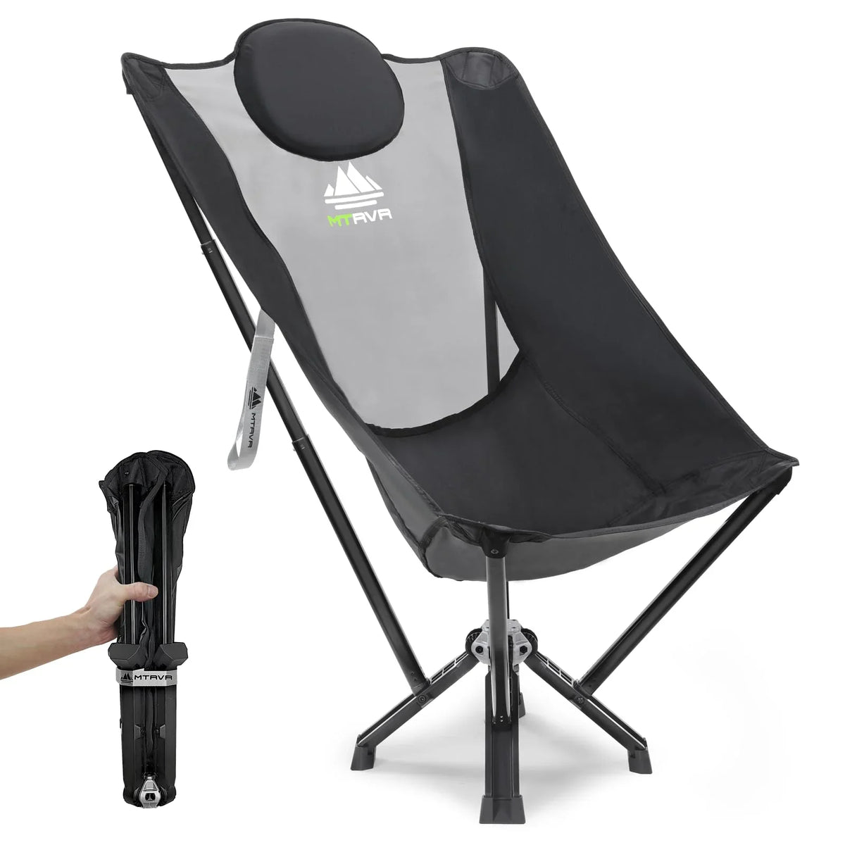 MTRVR High Back Folding Camping Chairs; Plus Size Camp Chairs for Adults; Portable Chair Foldable Lounge Chair Compact for Outdoor Sports; Travel; Beach; Picnic; Lawn; Heavy-Duty; Oversize;Supports 60