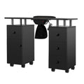 LUXMARS Manicure Table Nail Desk for Technician; Nail Table w/ Electric Dust Collector & Wrist Rest Cushion; Acetone Resistant Nail Table Station w/Lockable Wheels & Drawers & Cabinet - Black